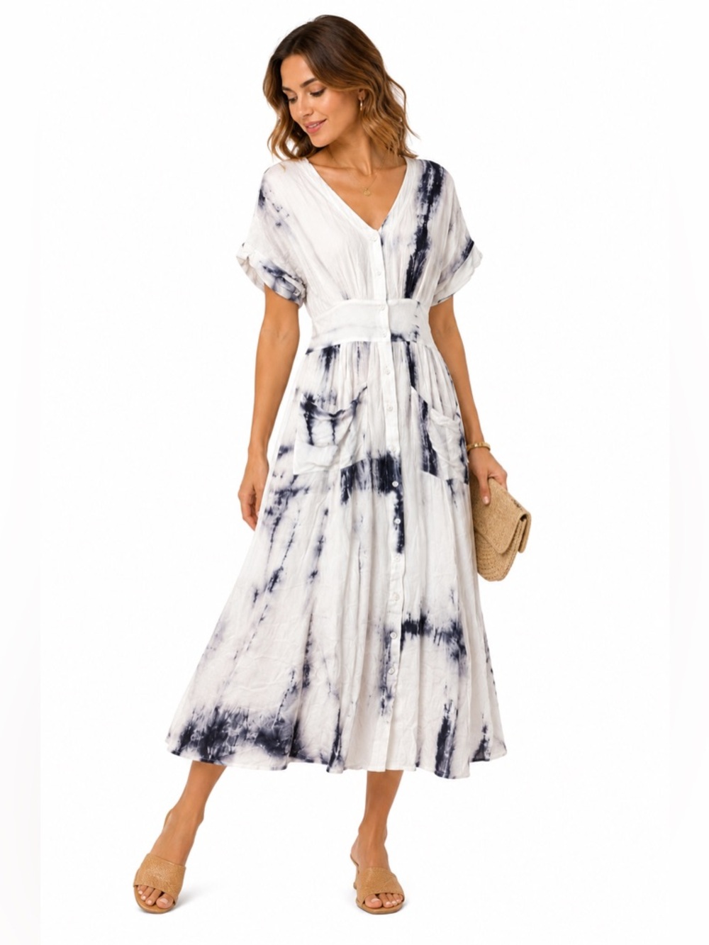 Roolee Womens Dress Sz Med Tie Dye Gauzy Lined Boho Hippie Cottagecore Street